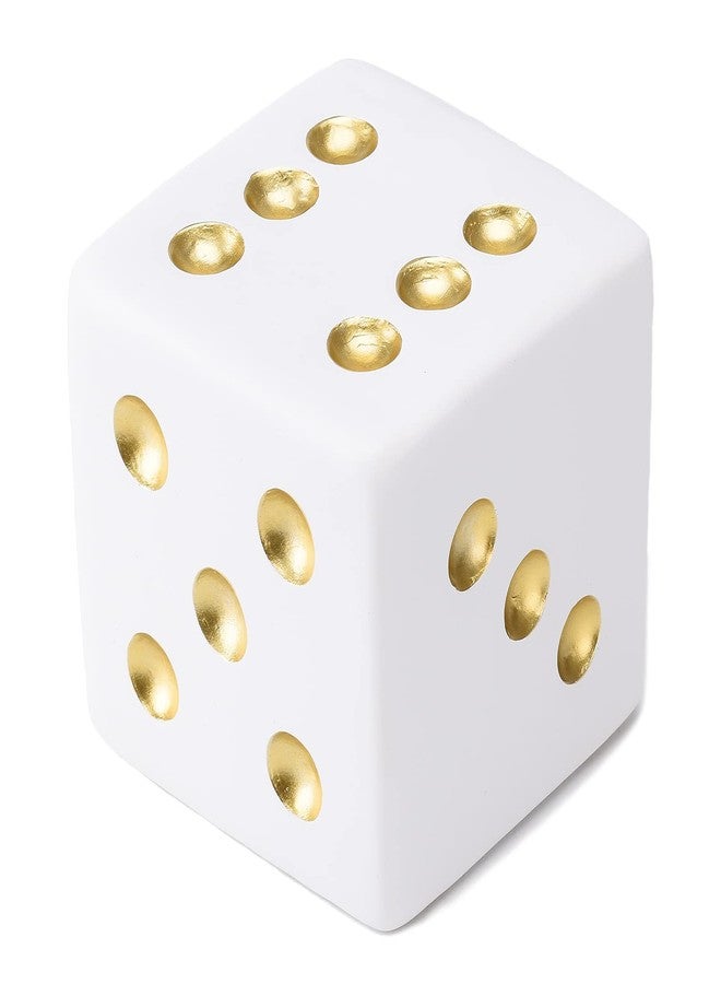 BRABUD Resin Jumbo Dice Decor White & Gold Dice Statue Living Room Bedroom Office Photographic Decoration 2.7'' TQGJBS377 - Image 1
