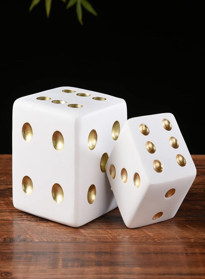 BRABUD Resin Jumbo Dice Decor White & Gold Dice Statue Living Room Bedroom Office Photographic Decoration 2.7'' TQGJBS377 - Image 3
