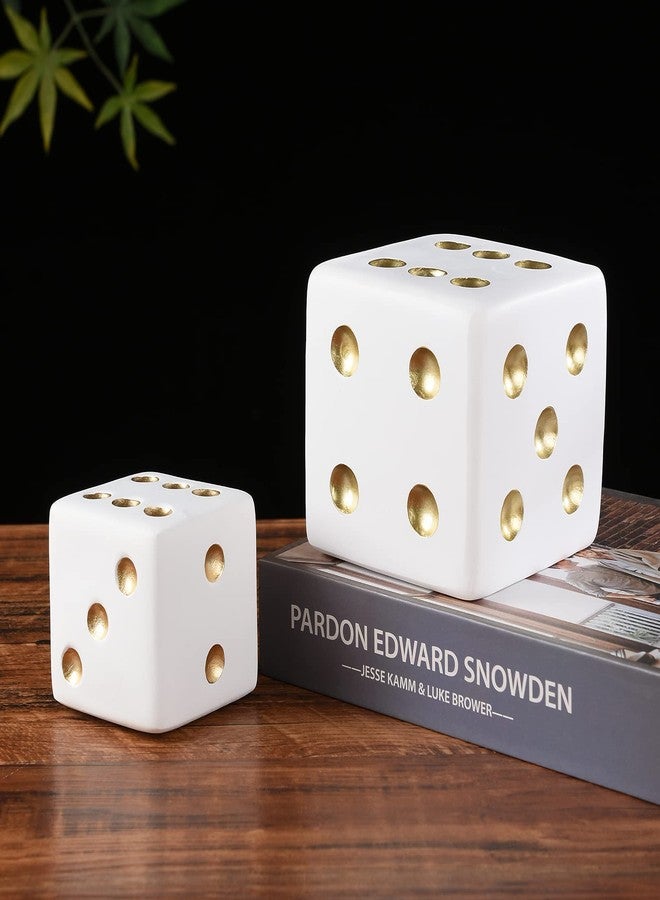 BRABUD Resin Jumbo Dice Decor White & Gold Dice Statue Living Room Bedroom Office Photographic Decoration 2.7'' TQGJBS377 - Image 4