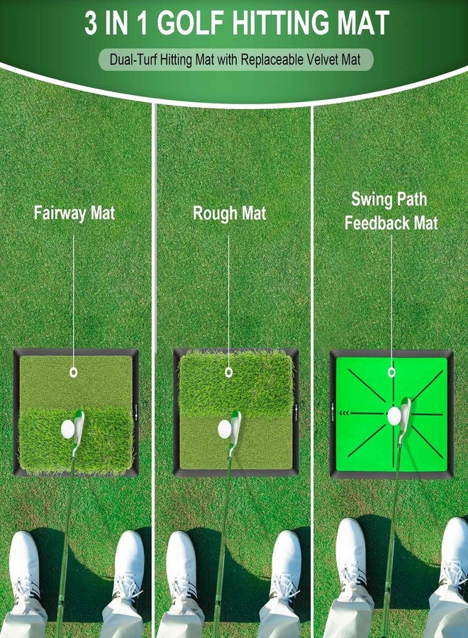 TROLLBIRD Dual-Turf Golf Hitting Mat with Replaceable Velvet Mat Golf Training Accessories for Swing Path Feedback 12.6"x16.5" Golf Practice Trainer Matt for Men Women Kids - Image 2