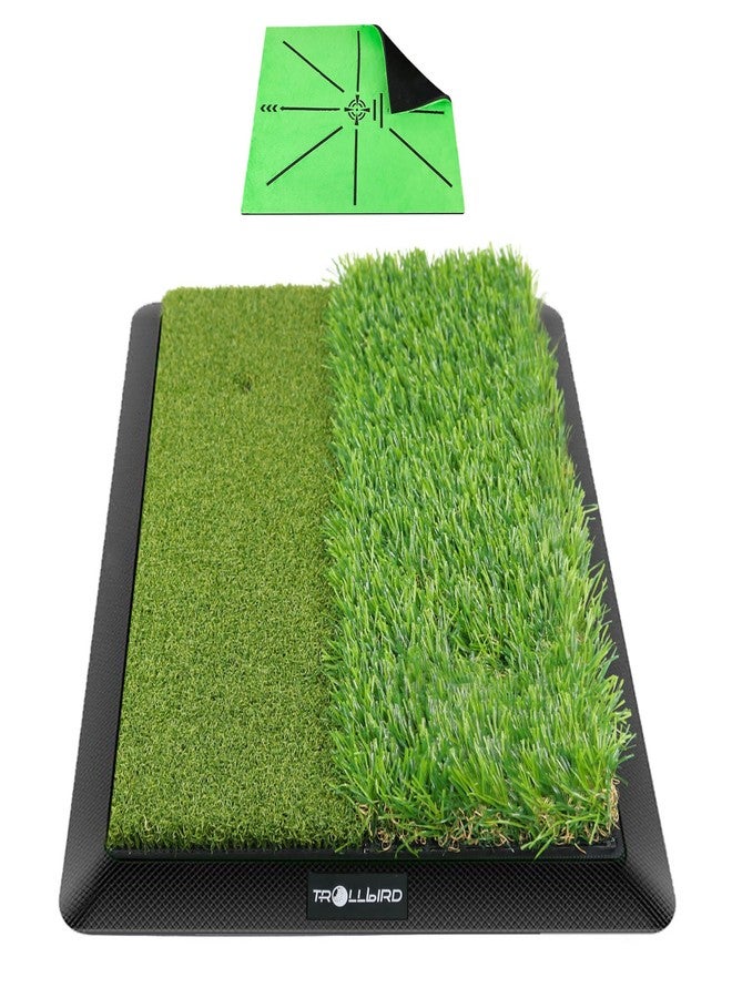 TROLLBIRD Dual-Turf Golf Hitting Mat with Replaceable Velvet Mat Golf Training Accessories for Swing Path Feedback 12.6"x16.5" Golf Practice Trainer Matt for Men Women Kids - Image 1