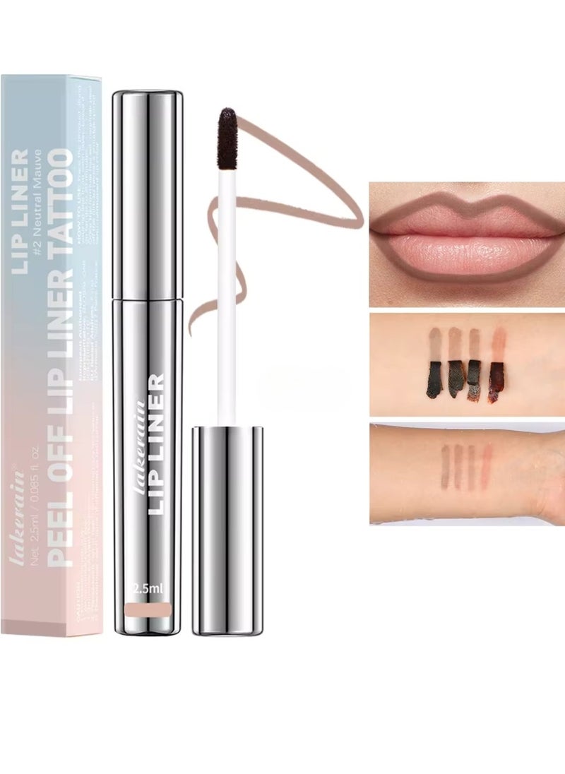 lakerain - Peel Off Lip Liner Tattoo Peel Off Lip Stain Long Lasting Lip Stain Peel Off Infused with Hyaluronic Acid and Vitamin E Waterproof Long Lasting Highly Pigmented Matte Lip Tint Neutral Mauve 02 - Image 1