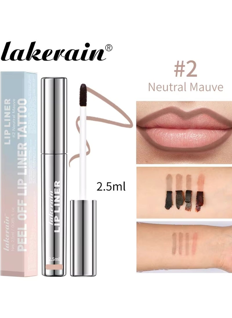 lakerain - Peel Off Lip Liner Tattoo Peel Off Lip Stain Long Lasting Lip Stain Peel Off Infused with Hyaluronic Acid and Vitamin E Waterproof Long Lasting Highly Pigmented Matte Lip Tint Neutral Mauve 02 - Image 1