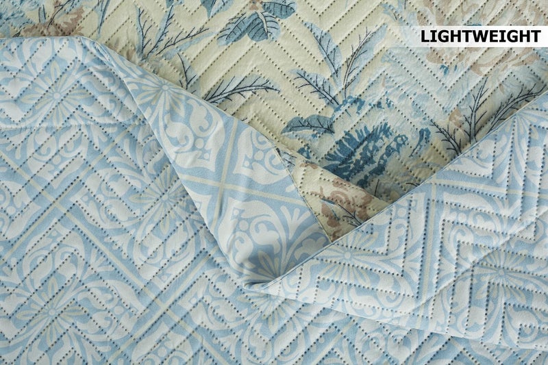 VAS COLLECTIONS Ultrasonic Bedcover Bedsheet Quilt Bedspread with 2 King Size Pillow Covers 90 x 100 inches Decorative Bed Cover King Size (Blue Grass) - Image 3