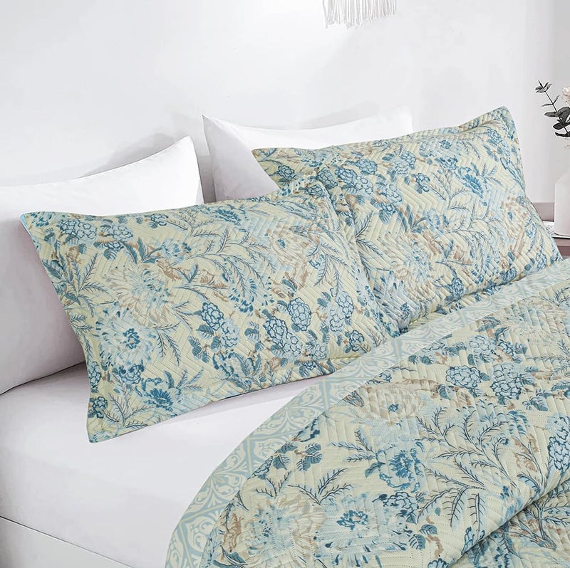 VAS COLLECTIONS Ultrasonic Bedcover Bedsheet Quilt Bedspread with 2 King Size Pillow Covers 90 x 100 inches Decorative Bed Cover King Size (Blue Grass) - Image 4