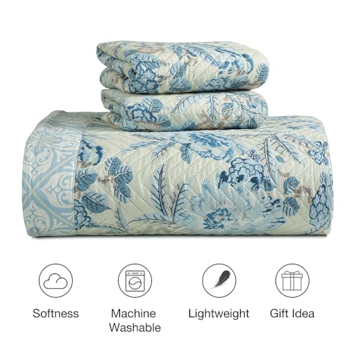 VAS COLLECTIONS Ultrasonic Bedcover Bedsheet Quilt Bedspread with 2 King Size Pillow Covers 90 x 100 inches Decorative Bed Cover King Size (Blue Grass) - Image 2