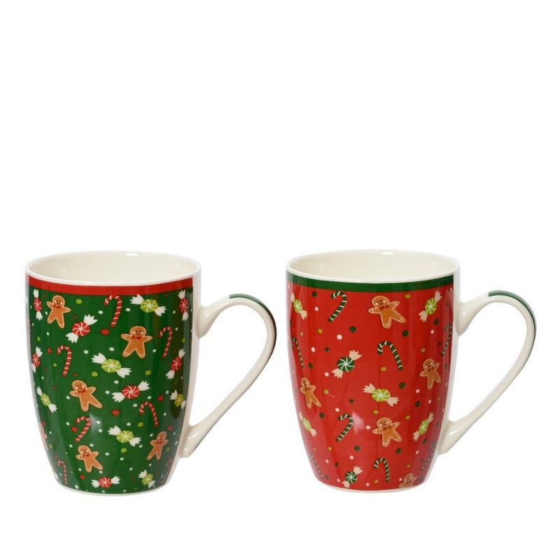 Kaemingk كوب كامينغك - بورسلين دائري مع مقبض، تصميم ملصق، أكواب قهوة وشاي لعطلة عيد الميلاد، أدوات مائدة احتفالية، ديكور مطبخ وطعام أنيق، 1 قطعة بتصاميم متنوعة - Image 1