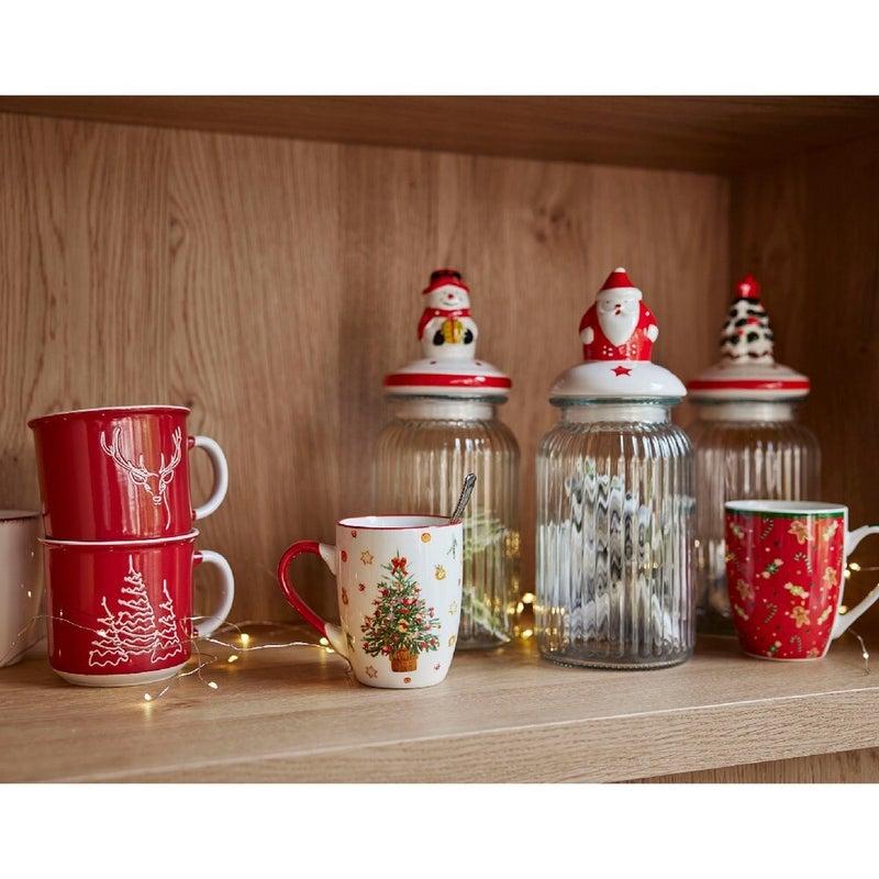 Kaemingk كوب كامينغك - بورسلين دائري مع مقبض، تصميم ملصق، أكواب قهوة وشاي لعطلة عيد الميلاد، أدوات مائدة احتفالية، ديكور مطبخ وطعام أنيق، 1 قطعة بتصاميم متنوعة - Image 2