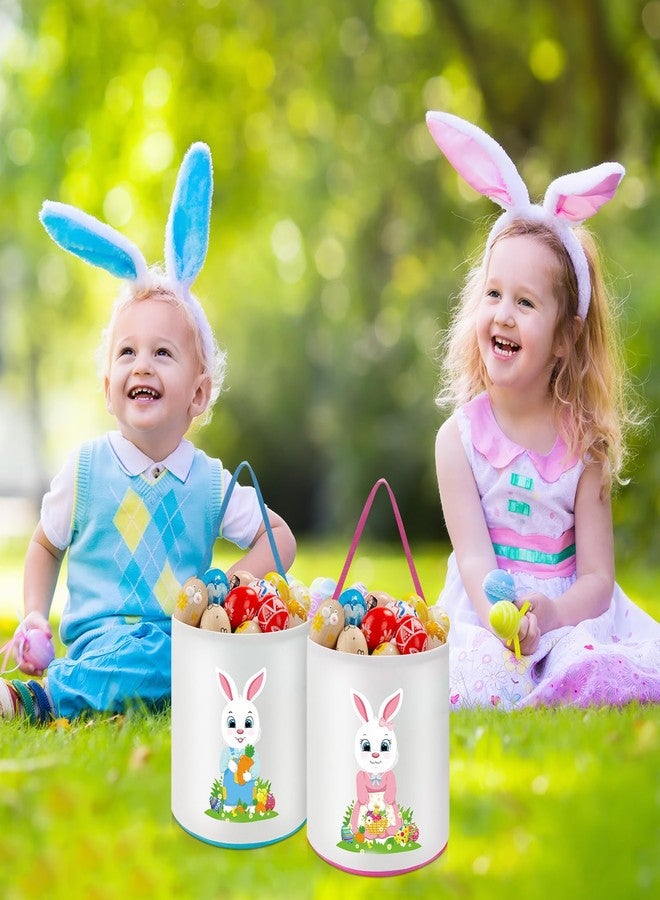 كابودا حقائب سلة عيد الفصح من كابودا، قطعتان، حقائب قماشية على شكل أرنب، حقائب تسوق قابلة لإعادة الاستخدام، سلة لجمع بيض عيد الفصح، سلة لتخزين حلوى وهدايا الأطفال، لوازم تزيين حفلات الربيع (ألوان زاهية) - Image 4