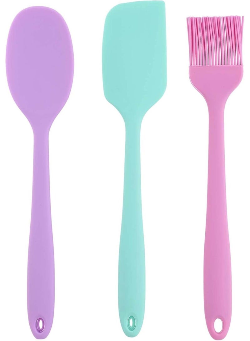 مجموعة ملعقة سيليكون وفرشاة طبخ من 3 قطع متعددة الألوان - Image 1