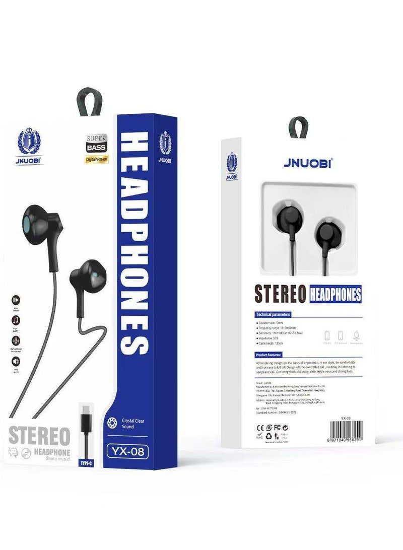 Jnuobi Wired Stereo Headphones YX08 - (Black)
