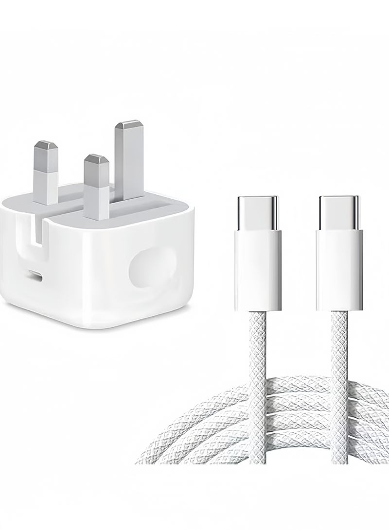 BlueHole PD35W charging head dual typec fast charging cable is suitable for Pingguo 15 Android phone Apple 16 British standard charger - Image 1