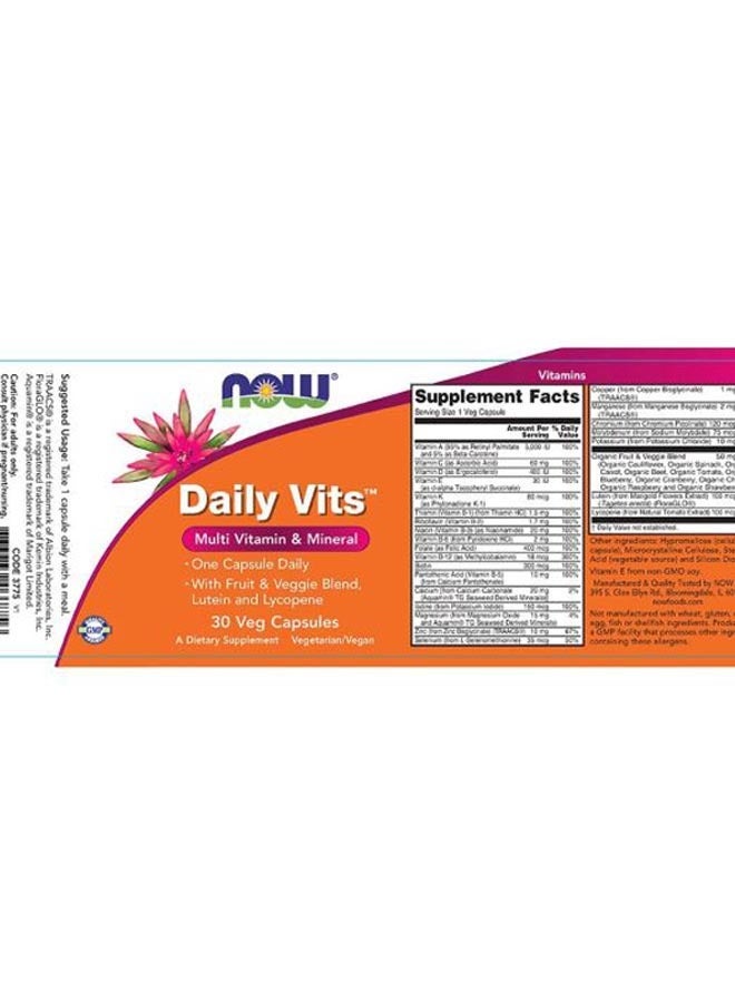 now Daily Vits 30 Veg Capsules - Image 3