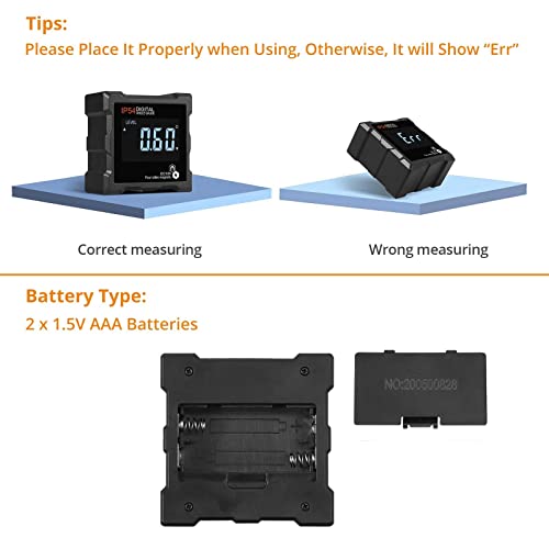 amiciSense Digital Protractor, Magnetic Level Box Angle Measuring Gauge Inclinometer with 4-Magnetic Sides and 2xAAA Battery - Image 5