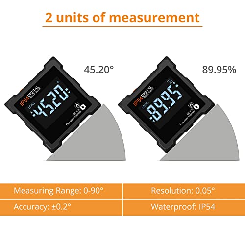 amiciSense Digital Protractor, Magnetic Level Box Angle Measuring Gauge Inclinometer with 4-Magnetic Sides and 2xAAA Battery - Image 4