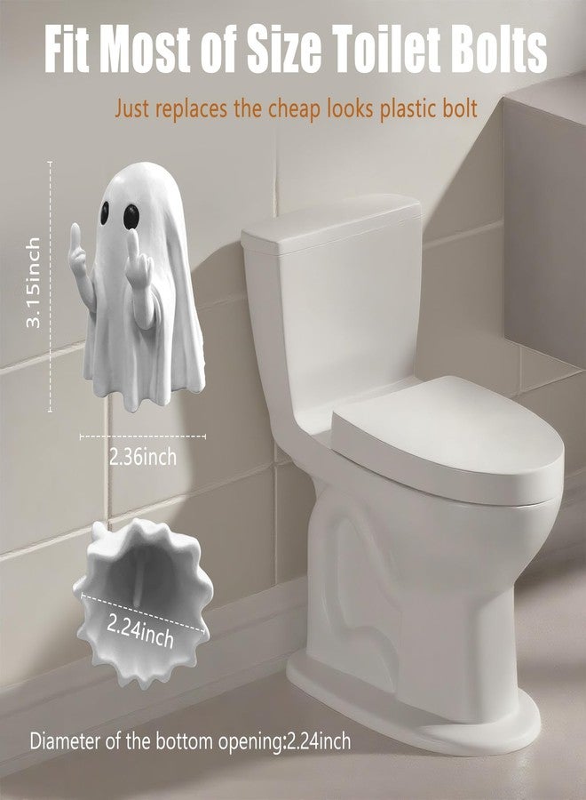 Arxonis 2 Pcs Ghost Toilet Bolt Covers Decorative Toilet Screw Cover Caps, Toilet Caps for Bottom of Toilet, Cute Toilet Bowl Bolt Covers for Bathroom Decor, Easy to Install (White) - Image 3