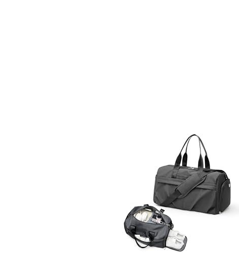 livbote Gym Duffle Bag with Shoe Compartment for Women Men Sports Workout Carry on Weekend Overnight Bag Grey - Image 1
