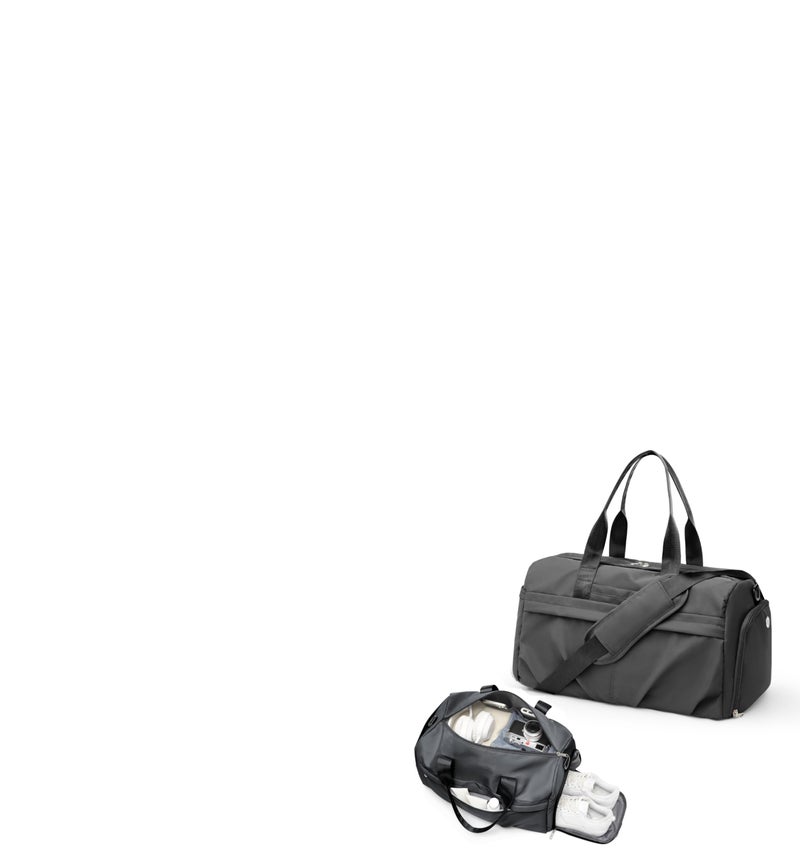 livbote Gym Duffle Bag with Shoe Compartment for Women Men Sports Workout Carry on Weekend Overnight Bag Grey - Image 2