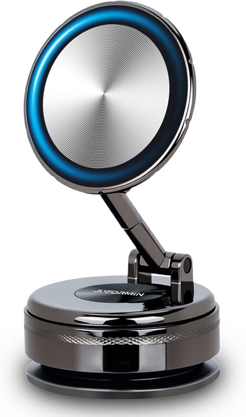 Juformin All-Metal Car Vacuum Magnetic Phone Holder - 360° Adjustable, Gunmetal Gray - Image 1