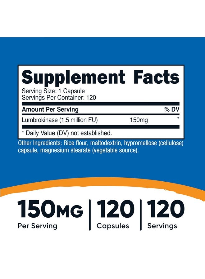 Nutricost كبسولات نوتريكوست لومبروكيناز 150 ملغ (120 كبسولة) - خالية من الغلوتين، نباتية، خالية من الكائنات المعدلة وراثيًا - Image 2