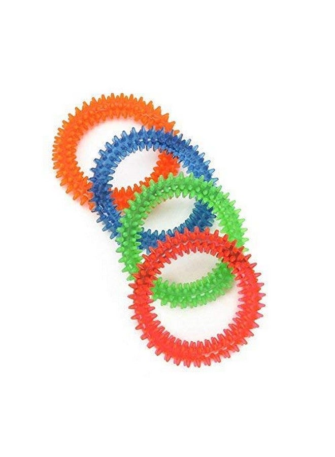 Non-Toxic Soft Natural Rubber Squeaky Ring Spike Chew Toys Aggressive Chewers Dental Teething Cleaning Toy - Multicolor - Image 2