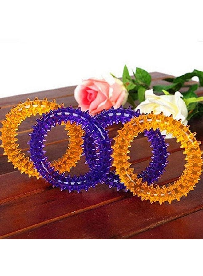 Non-Toxic Soft Natural Rubber Squeaky Ring Spike Chew Toys Aggressive Chewers Dental Teething Cleaning Toy - Multicolor - Image 4