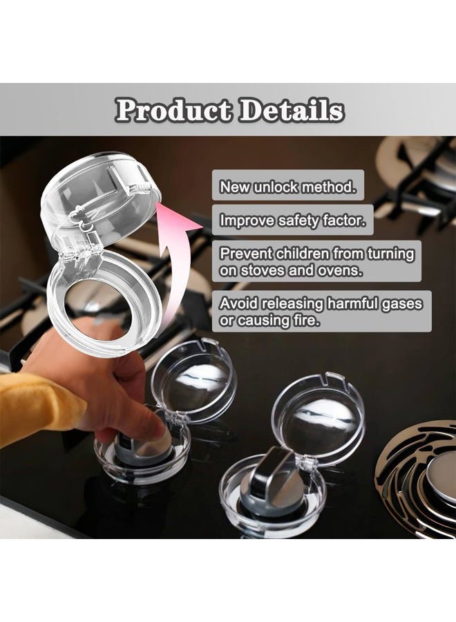 Mecefeno Stove Knob Safety Covers, Gas Stove Knob Locks with Adhesive Universal Size Oven Knob Covers for Child Safety Gas Stove Knob Covers Baby Pet Child Proof Stove Knob Covers - 6pcs Clear - Image 3