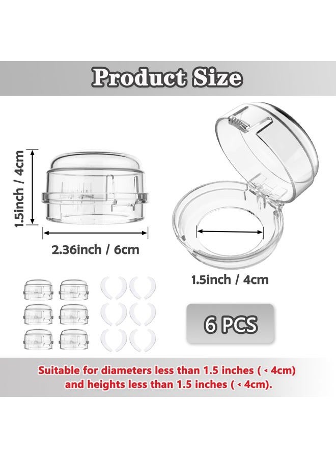 Mecefeno Stove Knob Safety Covers, Gas Stove Knob Locks with Adhesive Universal Size Oven Knob Covers for Child Safety Gas Stove Knob Covers Baby Pet Child Proof Stove Knob Covers - 6pcs Clear - Image 2