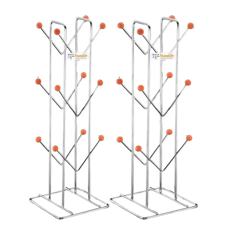 STANDIFY Big Size Stainless Steel Cup Stand Coffee and Tea Mug Holder Kitchen OrganizerPack of 2 - Image 1