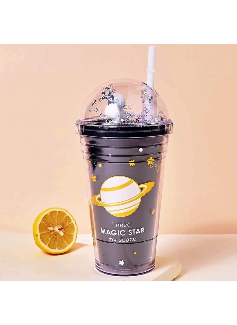 Funcart Funcart Astronaut Water Sipper Tumbler Glass with StrawBlack  - Image 2
