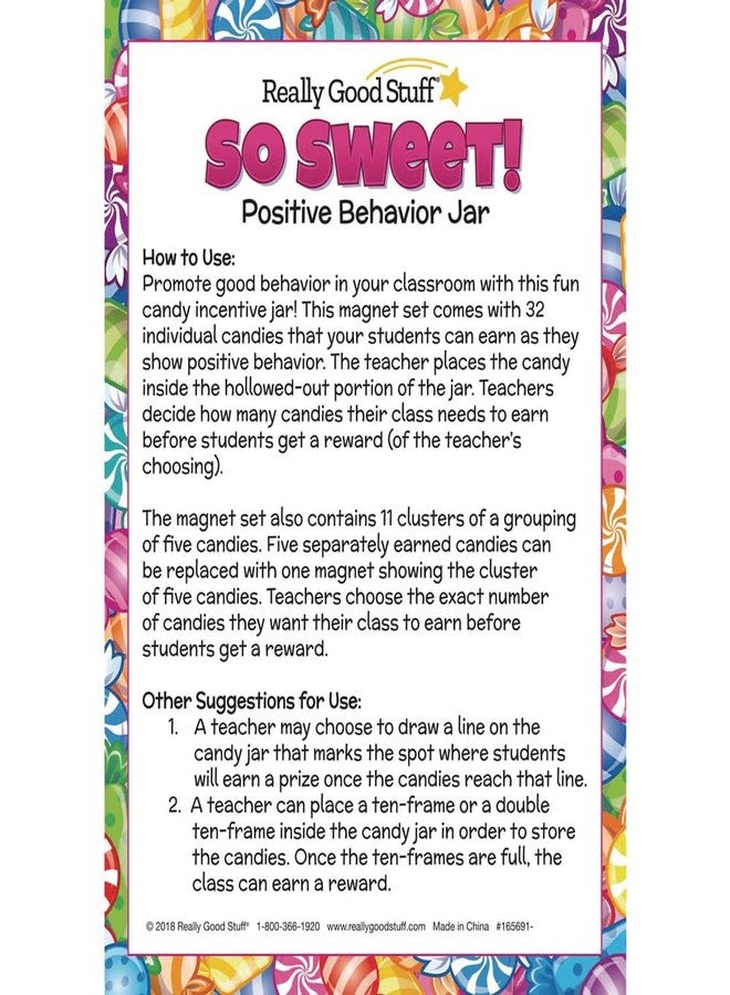 Really Good Stuff So Sweet Positive Behavior Jar, 44 Magnets | Classroom Reward System, Classroom Tools, Magnetic For Whiteboard, Classroom Must Haves - Image 4