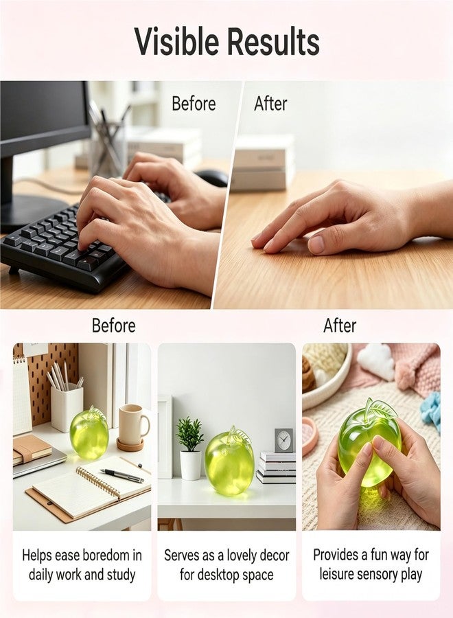 Oulores Apple Squishy, Slow Rising Stress Relief, 2026 New Realistic Green Apple Shaped Squeezes Balls, Soft Cute Fruit Anxiety Relief for Office Home Travel (Green) - Image 3