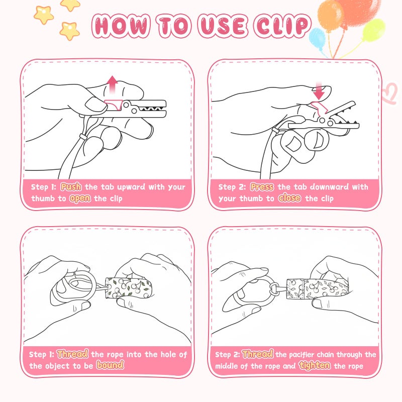 Smlpuame Pacifier Clip Girl,6 Pack Stylish Binky Clips Strap for Baby Girls,Paci Holder with Clip Lightweight Universal Fits Most Pacifiers Teether Toy Teething Ring Soothie,Baby Gift(Travel in Space) - Image 5