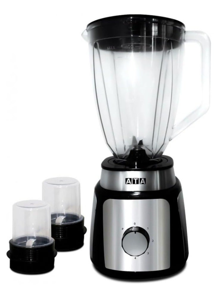 ATA Electric Blender 1000W 1.8L with 2 Mill Stainless Steel body - Black