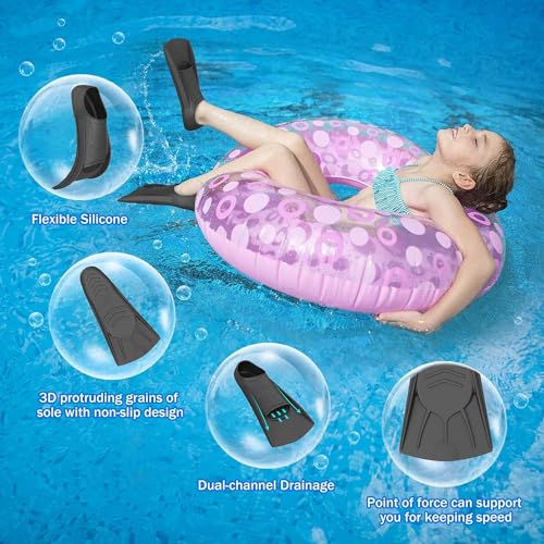 Gintenco Swim Fins, Kids Swim Training Fins for Lap Swimming, Travel Size Flippers with Mesh Bag, Silicone Swimming Fins for Kids Teens Adults Women Men - Image 5
