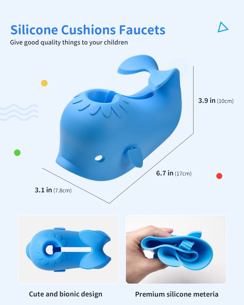 Mandoo Faucet Cover Bathtub Baby, Bath Spout Cover for Baby, Bath Faucet Cover for Kids, Tub Spout Cover Bathtub Faucet Cover Kids Safety, Protection Baby Universal Bath Silicone Toys Whale Blue - Image 5