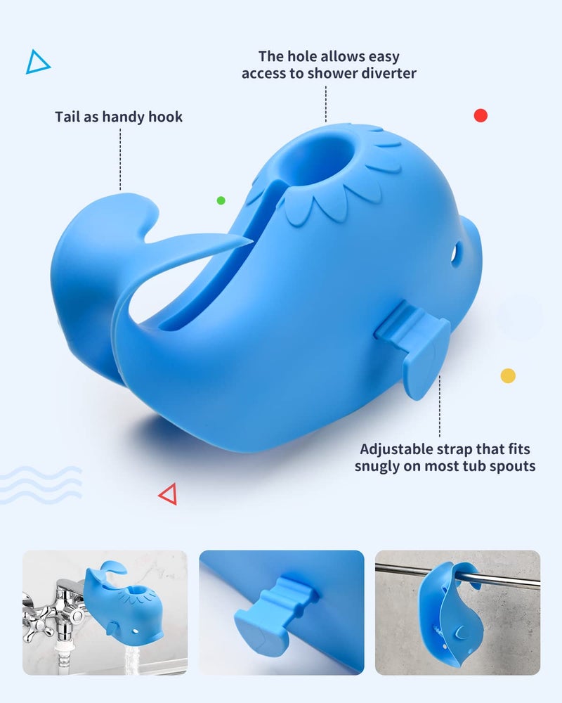Mandoo Faucet Cover Bathtub Baby, Bath Spout Cover for Baby, Bath Faucet Cover for Kids, Tub Spout Cover Bathtub Faucet Cover Kids Safety, Protection Baby Universal Bath Silicone Toys Whale Blue - Image 4