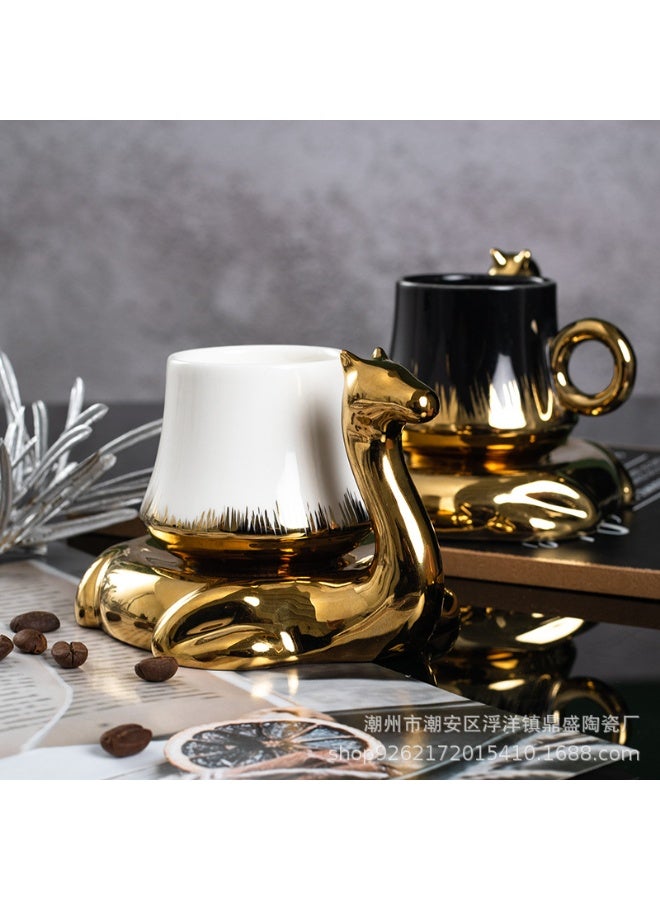 Aijmil فنجان قهوة مع صحن على شكل جمل، كوب إسبريسو من السيراميك - Image 2