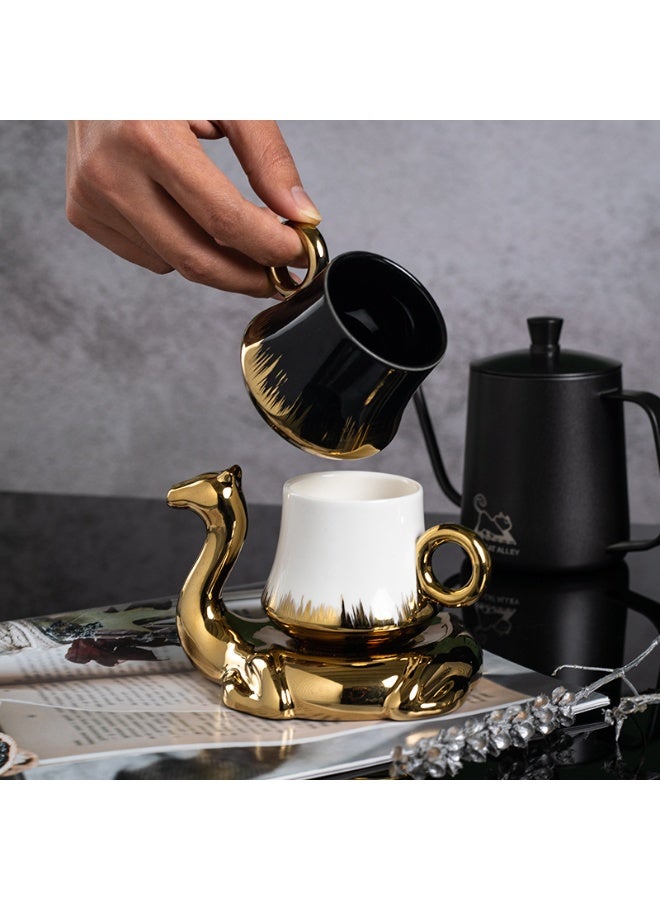 Aijmil فنجان قهوة مع صحن على شكل جمل، كوب إسبريسو من السيراميك - Image 4