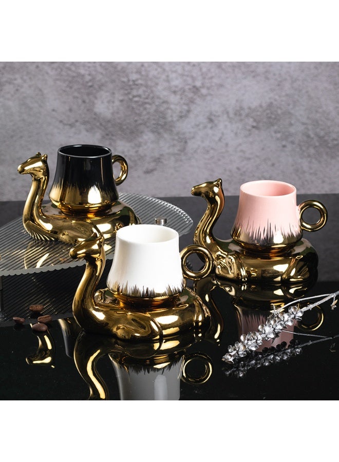 Aijmil فنجان قهوة مع صحن على شكل جمل، كوب إسبريسو من السيراميك - Image 3