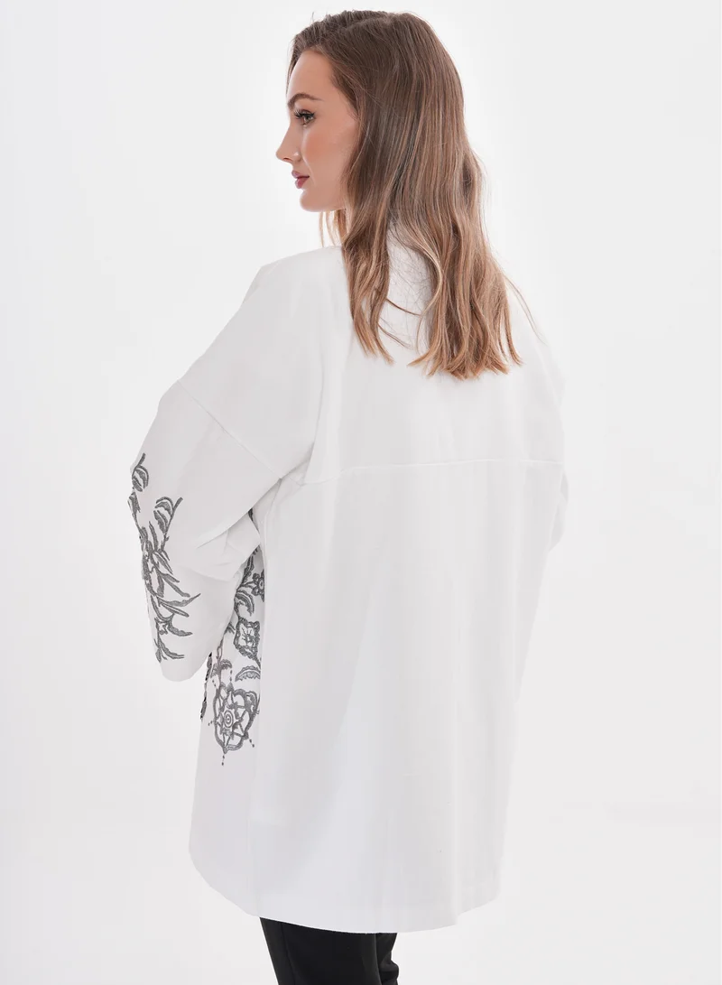 Marvella By Rasha Kimono with Black Embellished Details