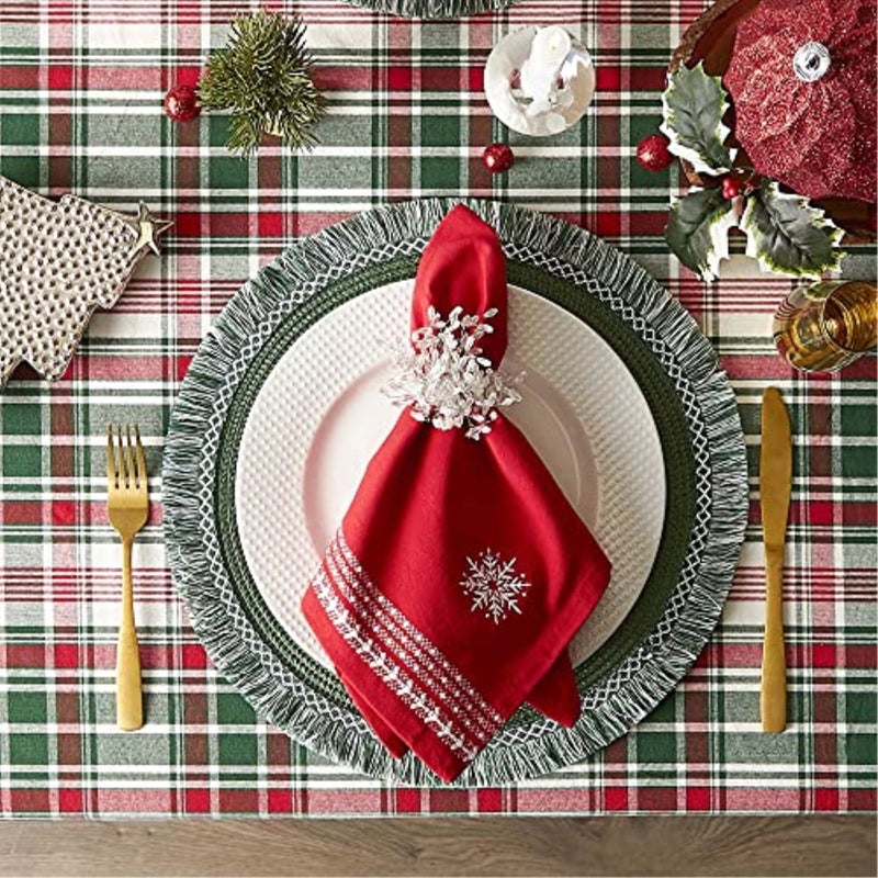 ديزاين إمبورتس dii yuletide plaid tablecloth 70 route - Image 3