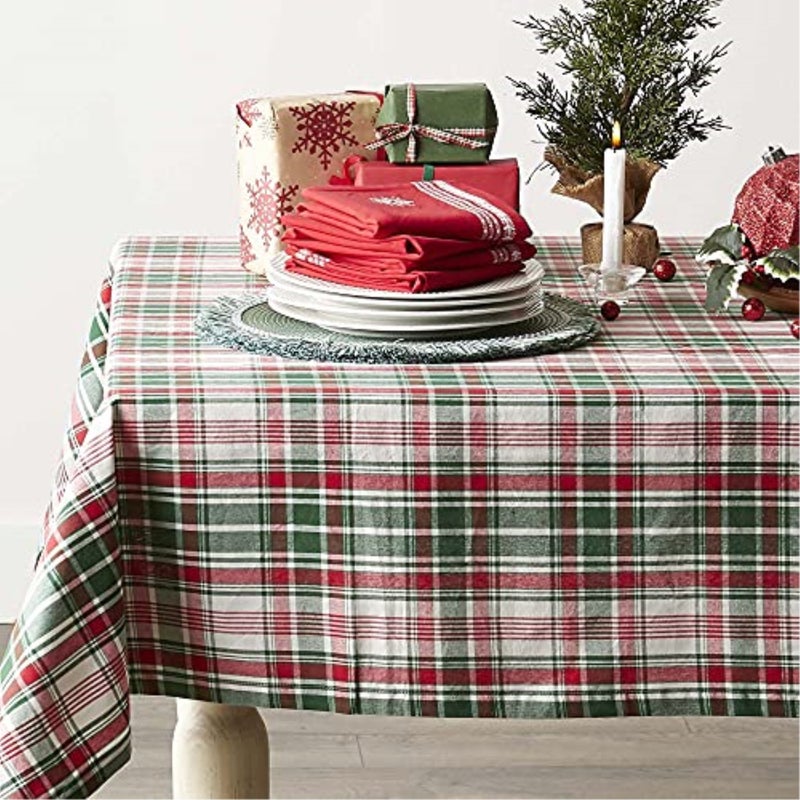 ديزاين إمبورتس dii yuletide plaid tablecloth 70 route - Image 2