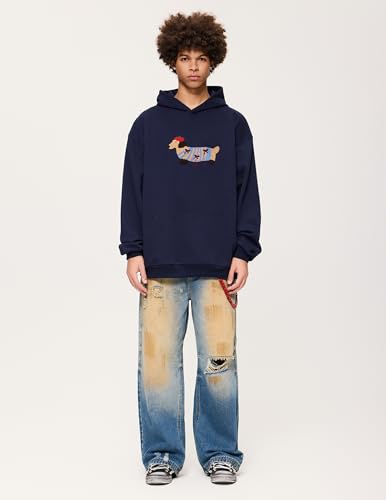 Aelfric Eden Cartoon Dog Hoodie Couple Hooded Sweatshirt Long Sleeve Pullover Oversized Hoodies 2025 Outfits Navy Blue - Image 4