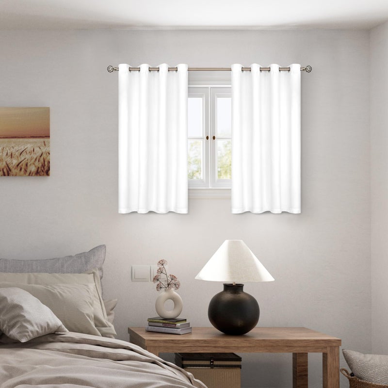 BGment Short 100% Blackout Curtains for Bedroom  Thermal Insulated Energy Efficiency Noise Reducing Grommet Curtains 54 Inch Length with Liner for Small Window 2 Panels Each 52 Inch Wide  Pure White - Image 2