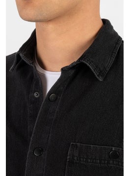 Tudors Relax Fit Comfortable Fit Long Sleeve Antique Black Denim Men's Shirt  - Image 3