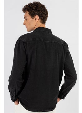 Tudors Relax Fit Comfortable Fit Long Sleeve Antique Black Denim Men's Shirt  - Image 4