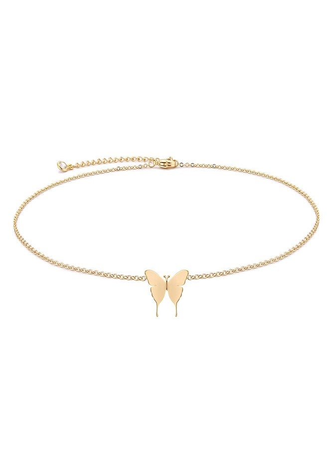VACRONA Gold Dainty Butterfly Necklaces 18K Gold Plated Choker Necklace Delicate Long Gold Chain Necklaces Jewelry Gift for Women - Image 1