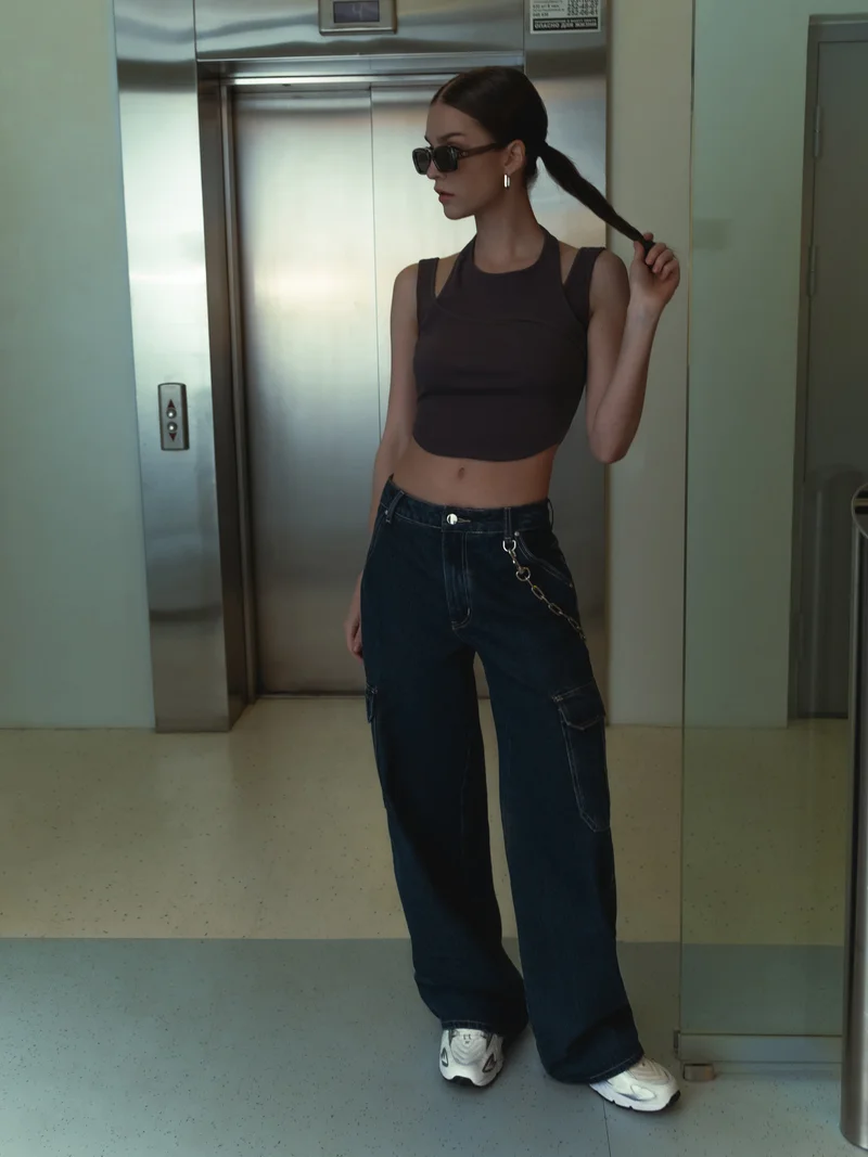 Lichi Cropped dual jersey top