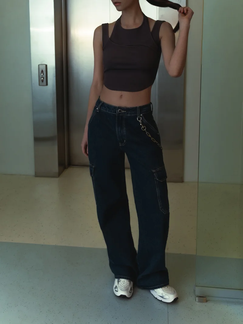 Lichi Cropped dual jersey top